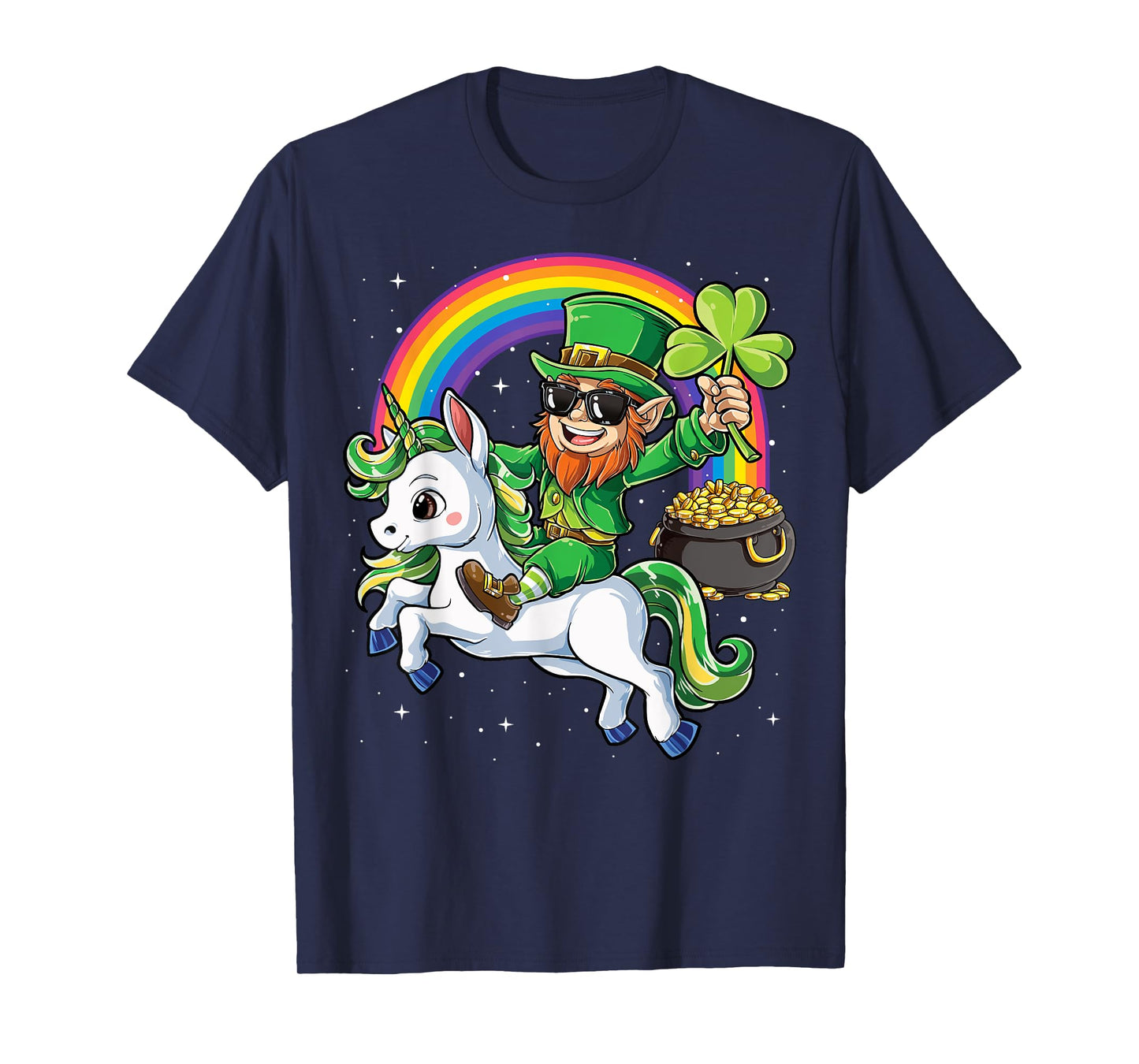 Unicorn St Patricks Day Girls Women Leprechaun Shamrock T-Shirt