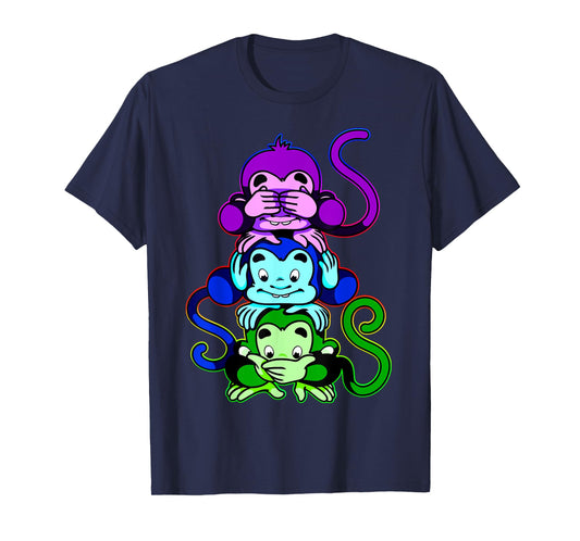 Three Wise Monkeys-See No Evil, Hear No Evil, Speak No Evil T-Shirt