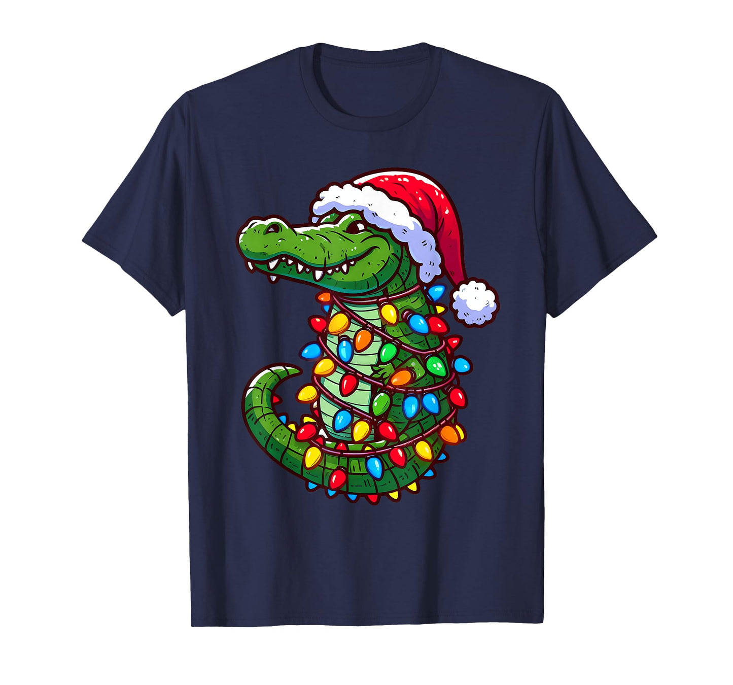 Funny Alligator Santa Hat Christmas Pajama Toddler Boys Kids T-Shirt