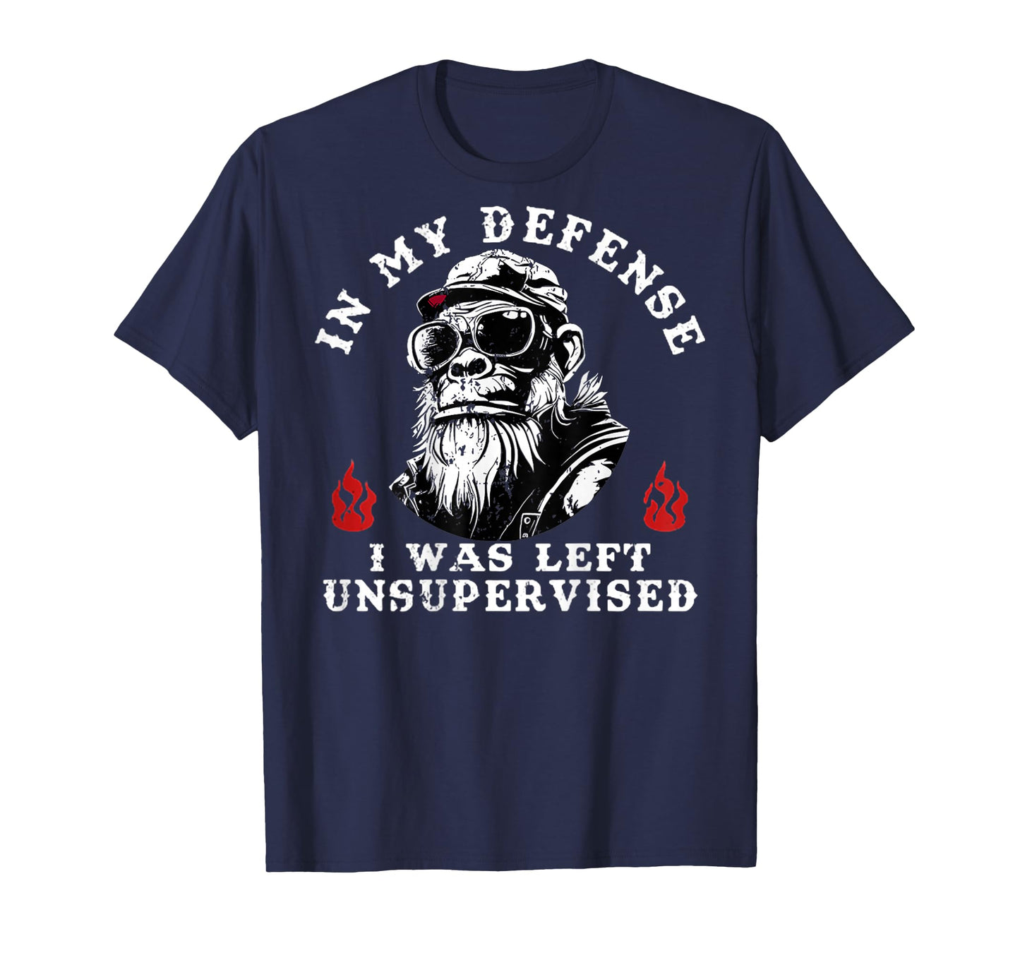 Funny Monkey In My Defense I Was Left Unsupervised (On Back) T-Shirt