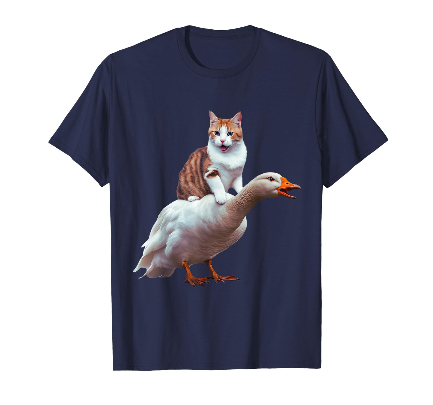 Funny Cat Goose Meme Cat Riding Geese Animal Humor Cat Goose T-Shirt for Men Women Kids