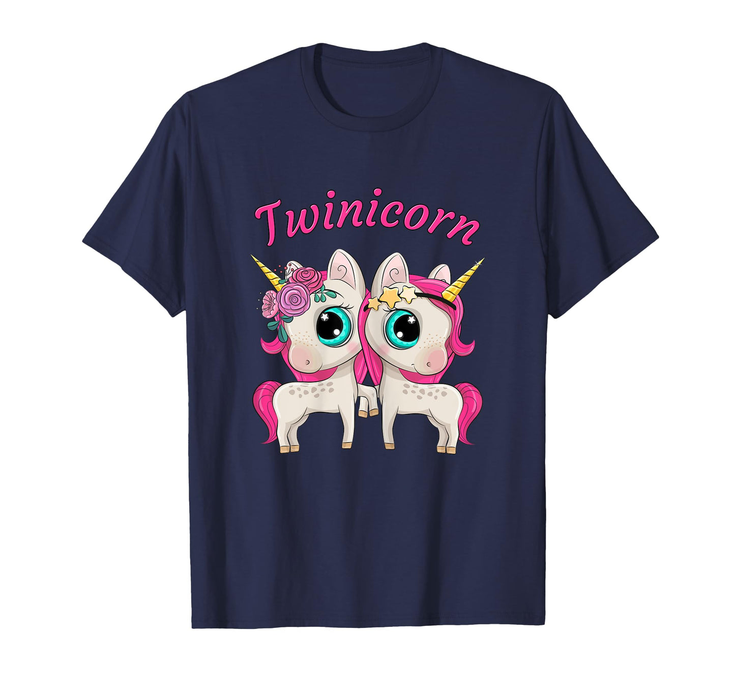 Twin Girls Twinicorn Women & Kids Sisters Cartoon Unicorns T-Shirt