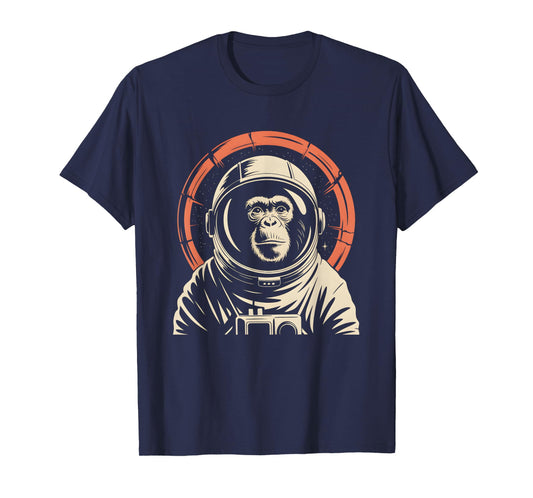 Monkey In Space Suit Funny Vintage Sci-Fi Astronaut Galaxy T-Shirt