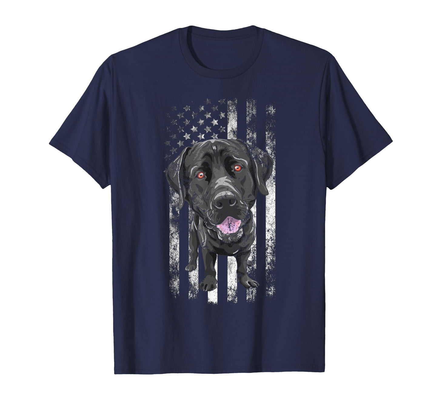 Black Labrador American Flag Patriotic Dog Dad Mom Black Lab T-Shirt for Women Kids Men
