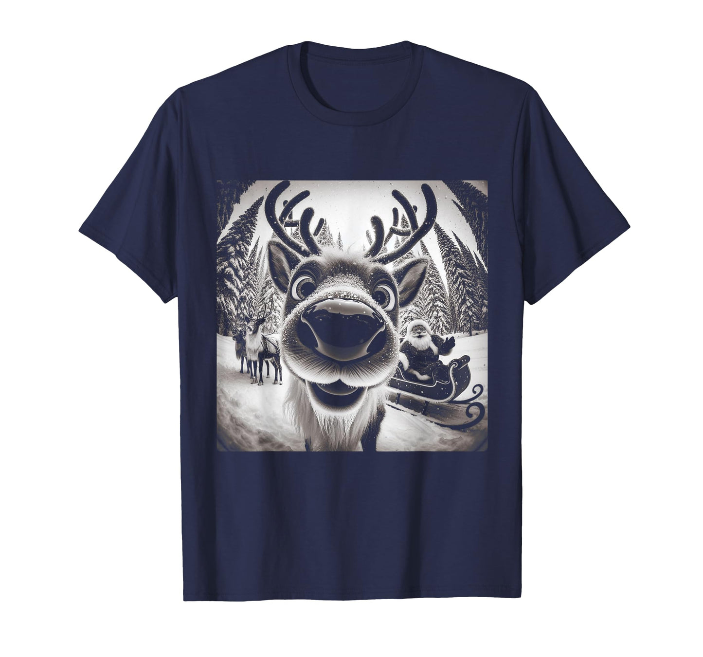 Funny Reindeer Selfie Christmas T-Shirt