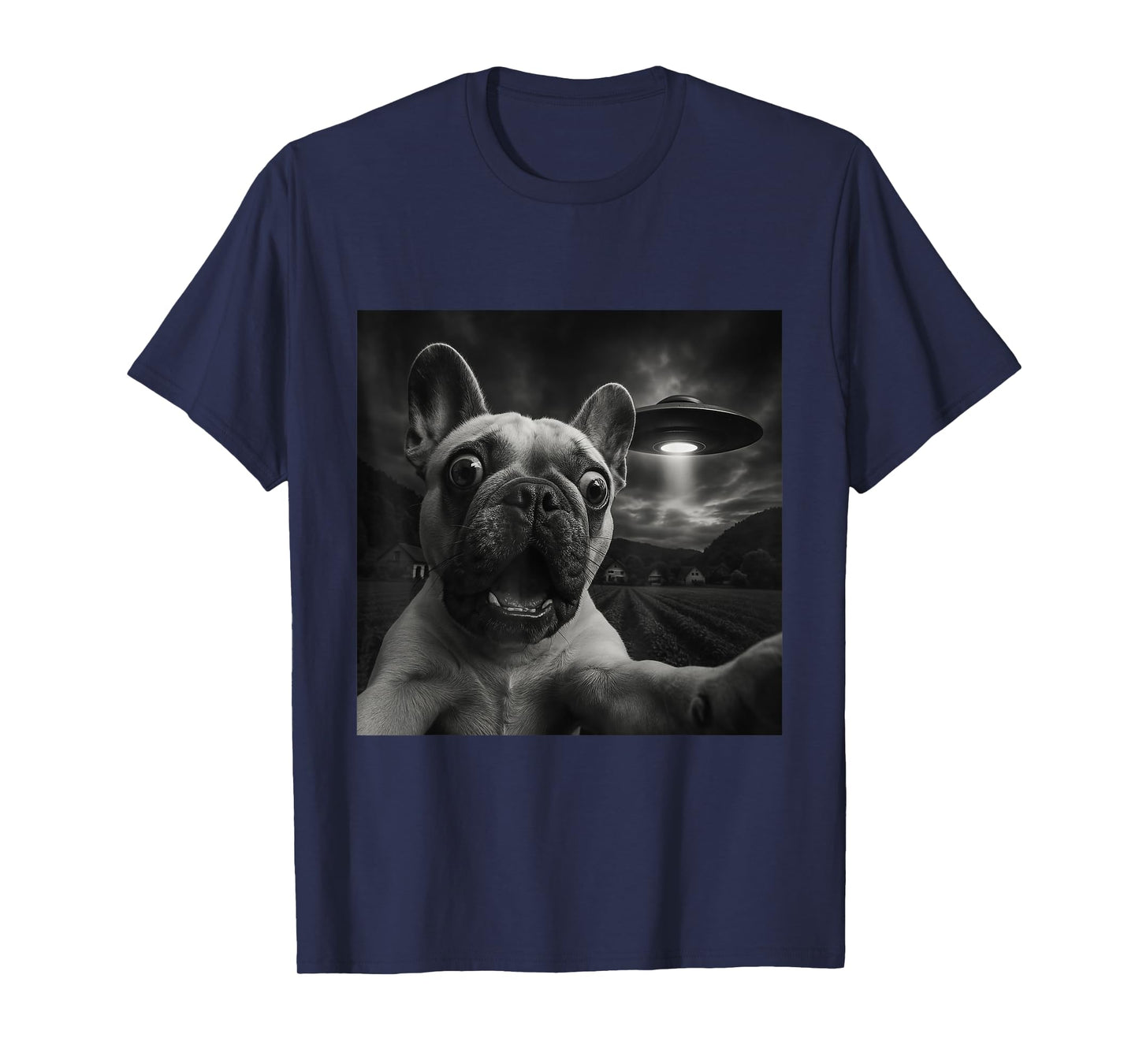 French Bulldog UFO Encounters Selfie T-Shirt for Men Women Kids