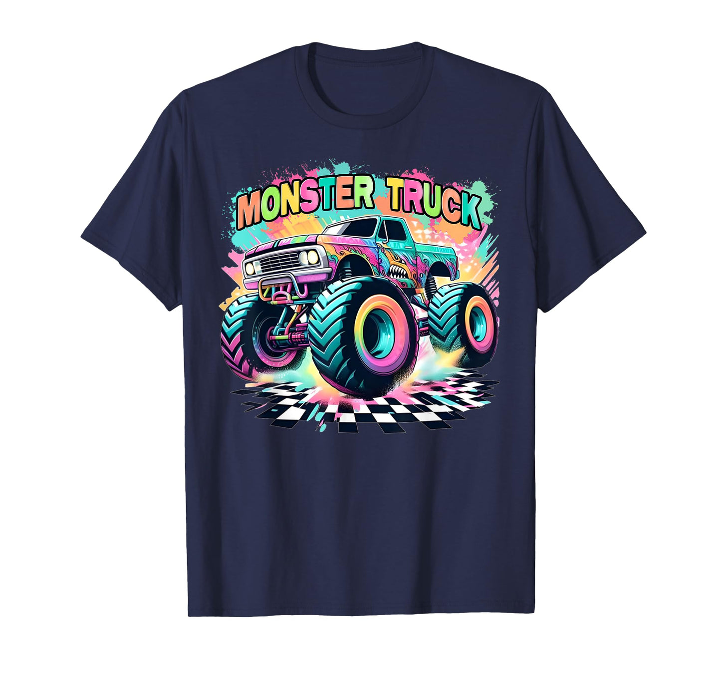 Monster Truck Colorful Birthday Party Retro Trucks Car Lover T-Shirt