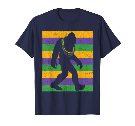 Bigfoot Mardi Gras Sasquatch Funny Men Kids T-Shirt