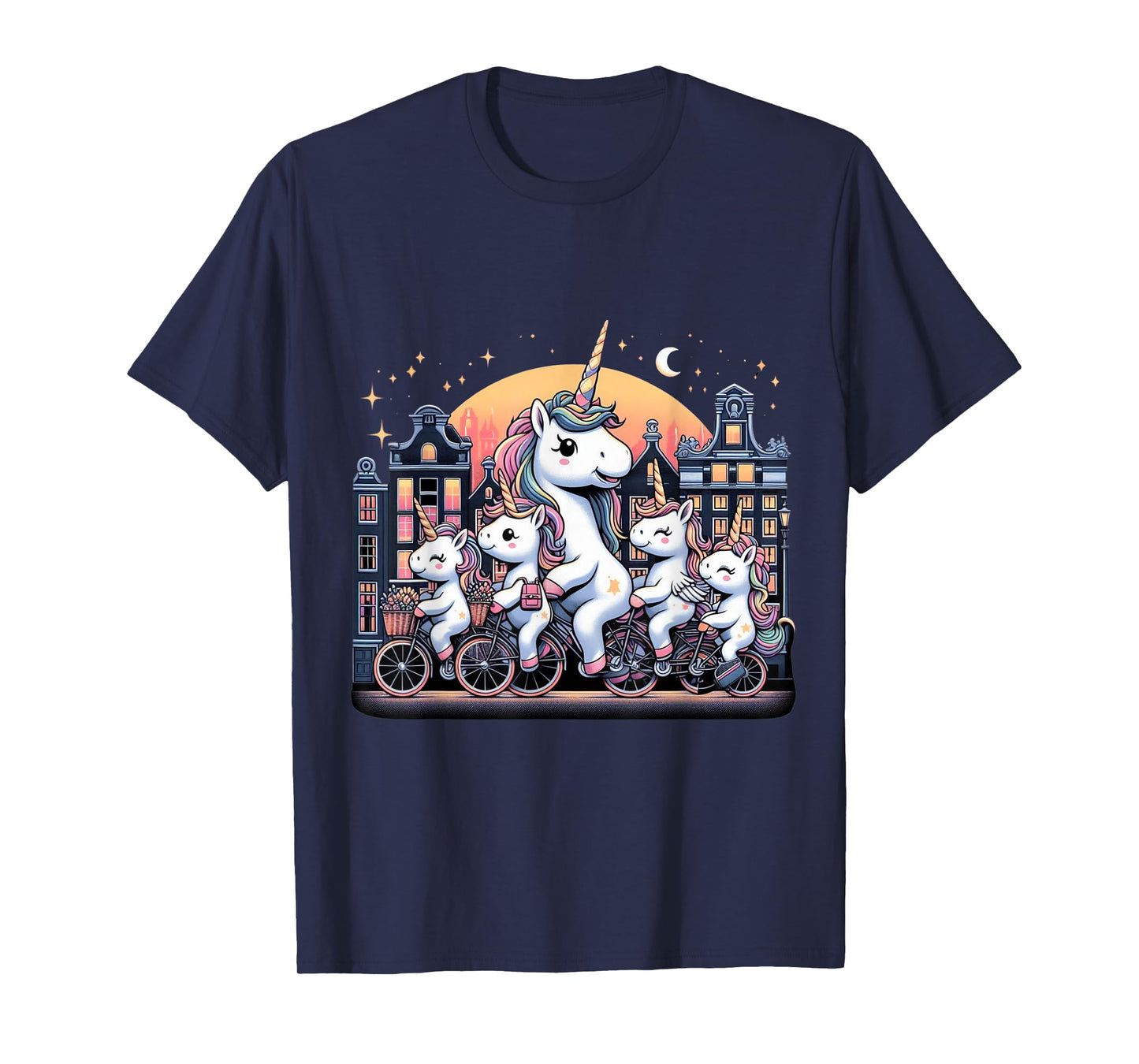 Unicorn Bicycle Amsterdam Netherlands Boys Girls Women Kids T-Shirt