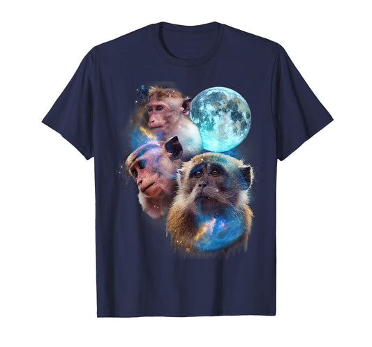 3 Moon Monkey Art Funny Ape Primate Animal Lovers Graphic T-Shirt