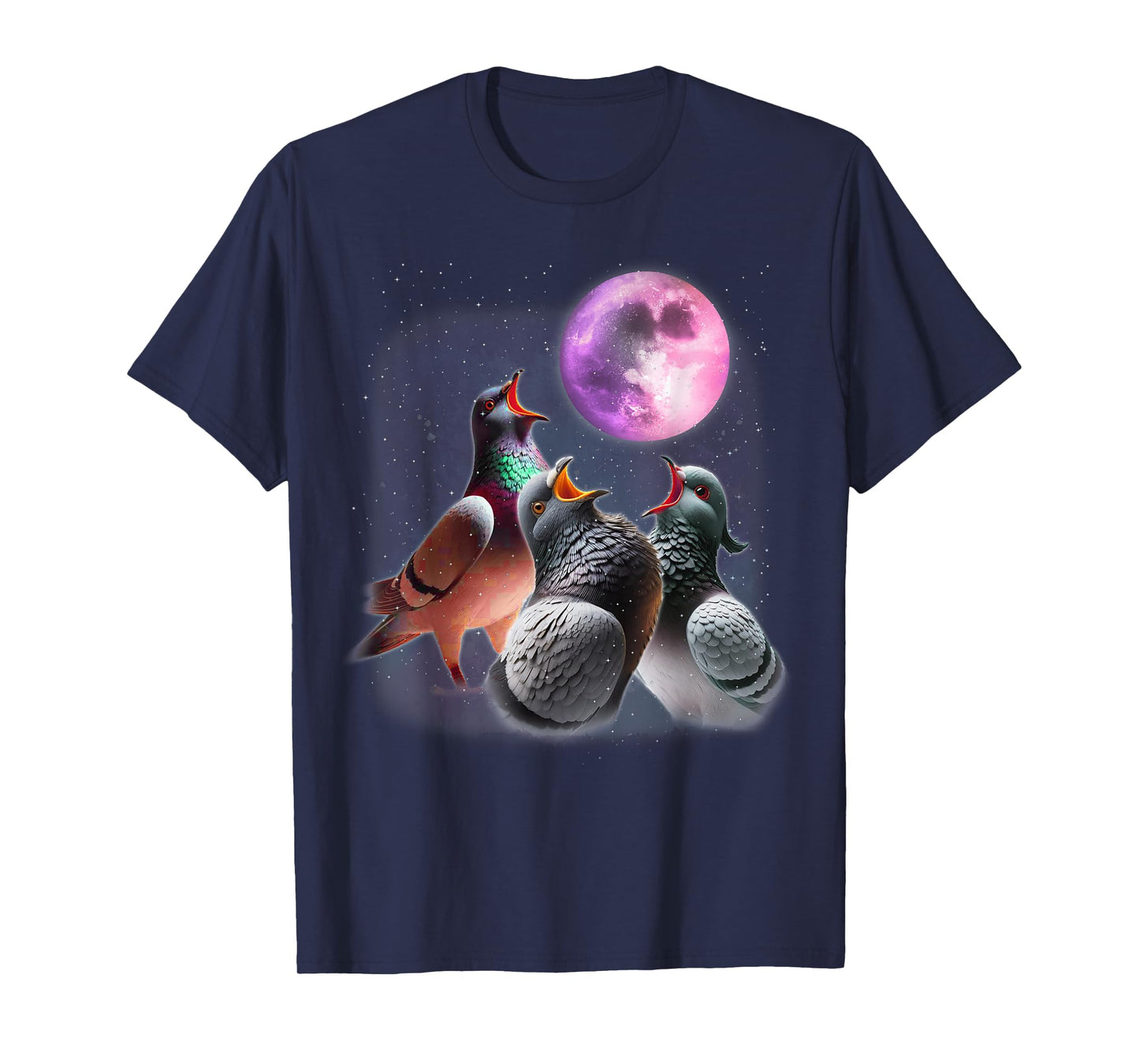 3 Pigeons Howling At The Moon Funny Pigeon Bird Lover Birder T-Shirt
