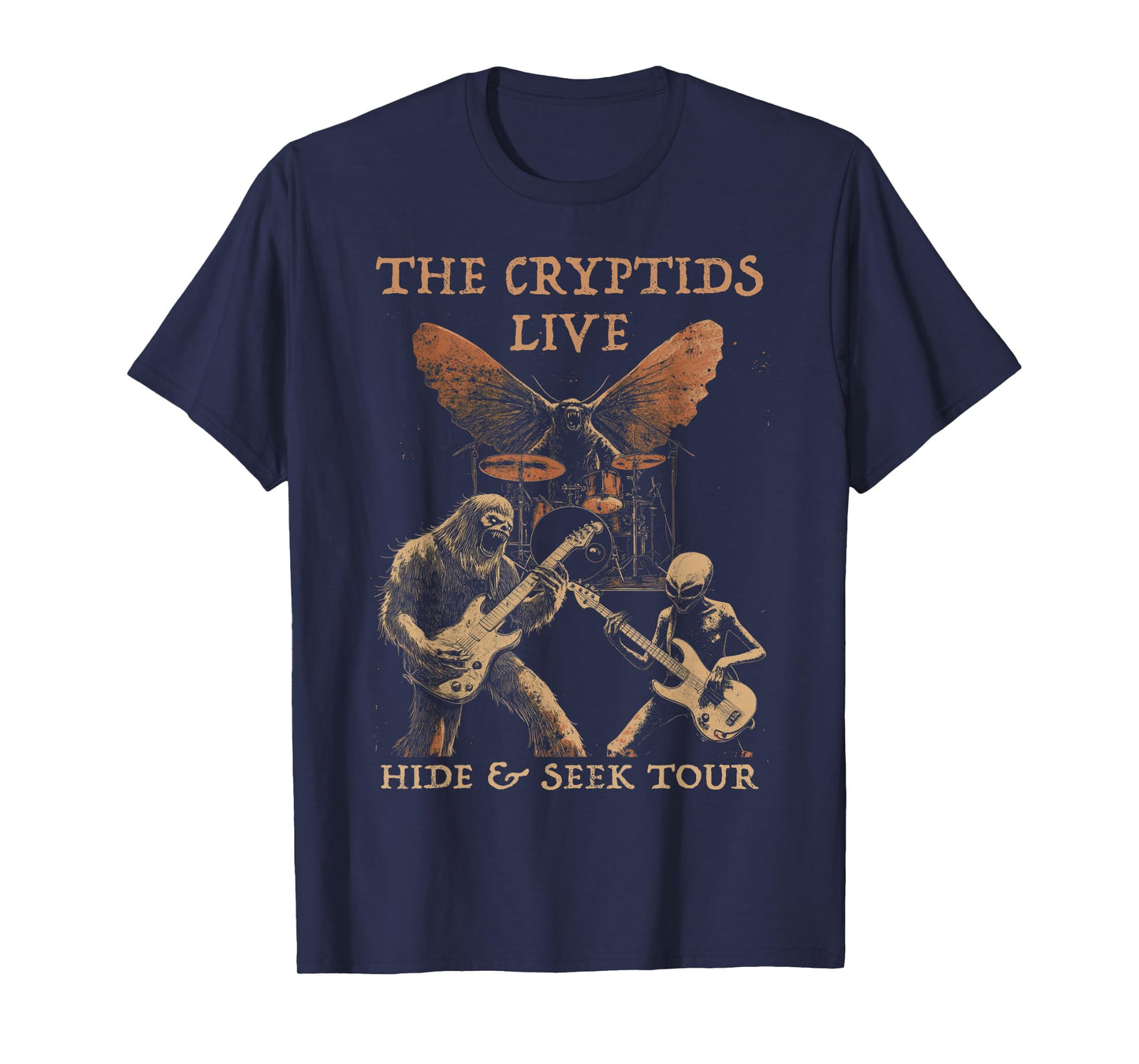The Cryptids Live Bigfoot Alien Mothman UFO Heavy Metal Rock T-Shirt