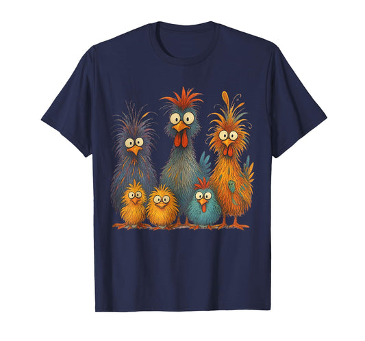 Crazy Chicken Family Eagerlys Colorful Funny Chicken T-Shirt