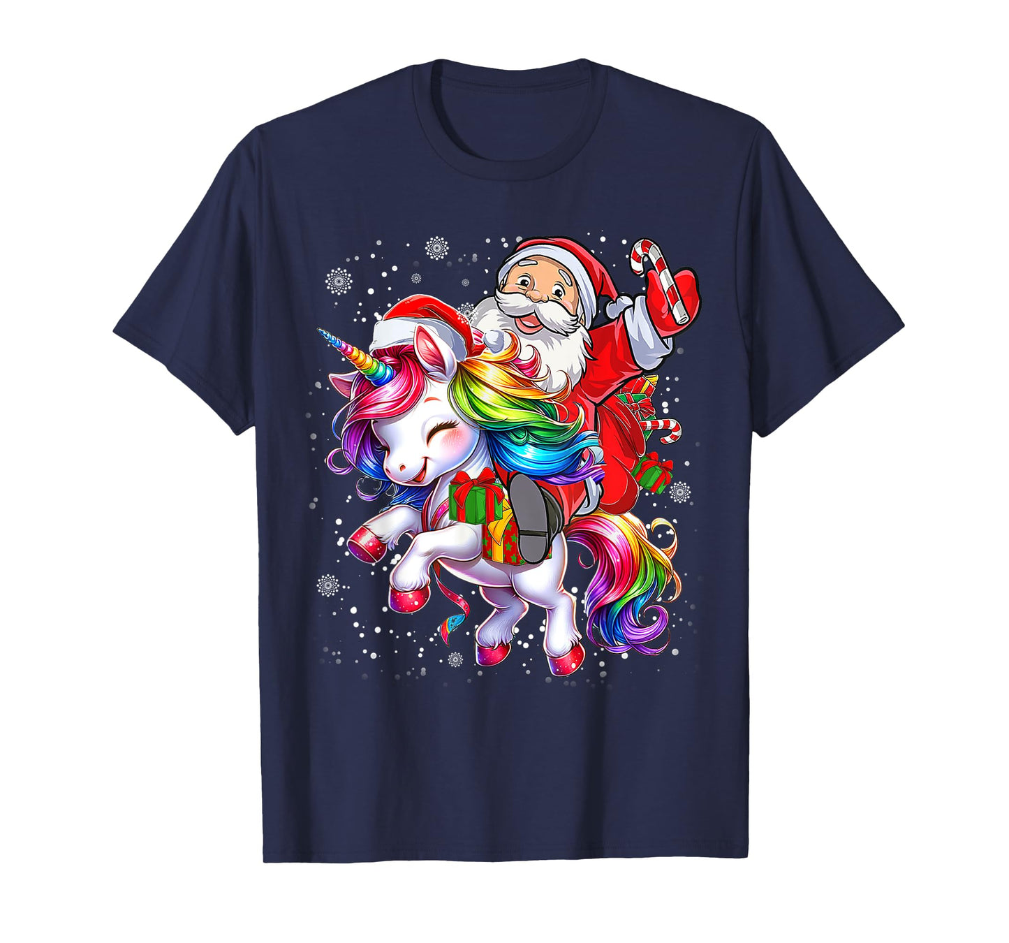 Cute Unicorn Christmas Girls Kids Women Santa Unicorn Xmas T-Shirt