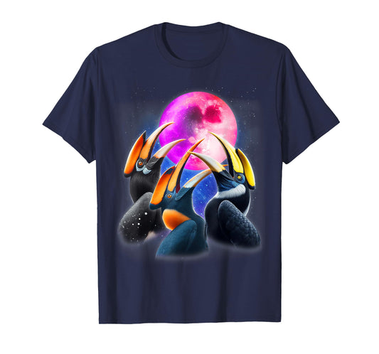 3 Hornbills Howling At The Moon Funny Hornbill Bird Lover T-Shirt