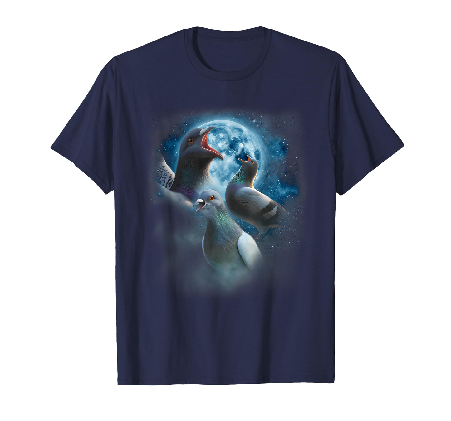 Funny Pigeon Shirt - Funny Pigeons Howling at the Moon T-Shirt