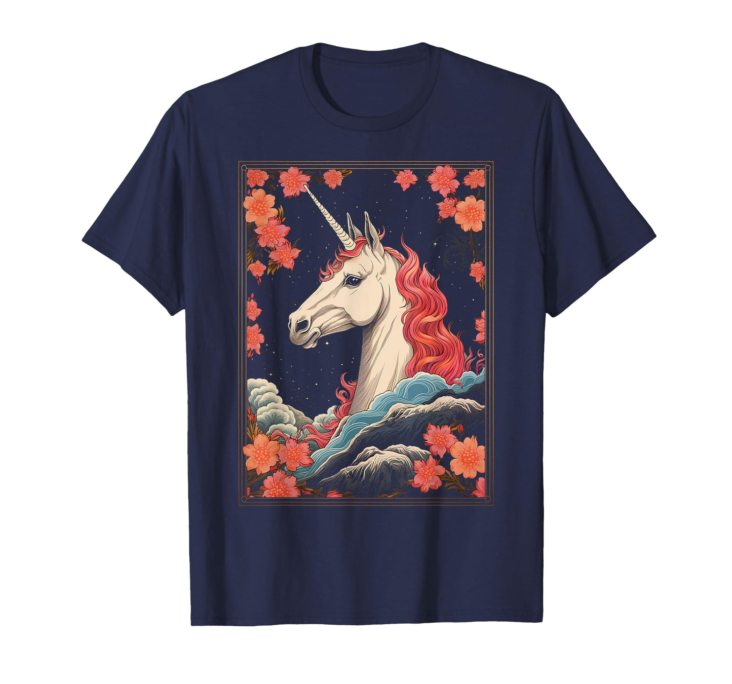 Unicorn Flowers Animal Nature Motif Unicorn T-Shirt