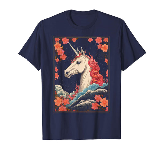 Unicorn Flowers Animal Nature Motif Unicorn T-Shirt