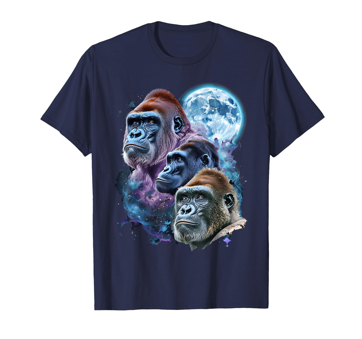 3 Moon Gorilla Funny Great Ape Art Cool Primate Animal Lover T-Shirt