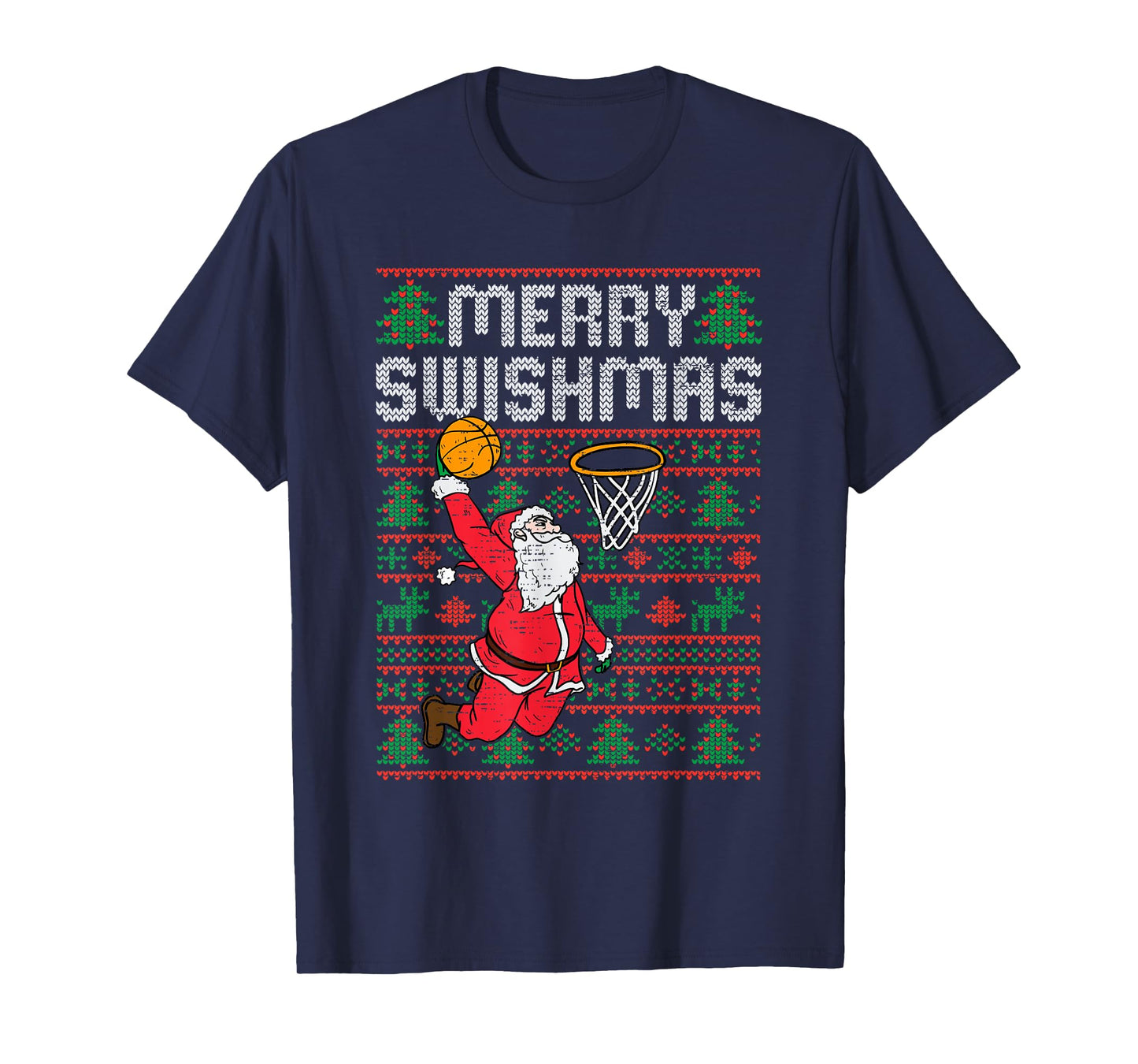 Basketball Ugly Christmas Xmas Santa Sports Men Boys Kids T-Shirt