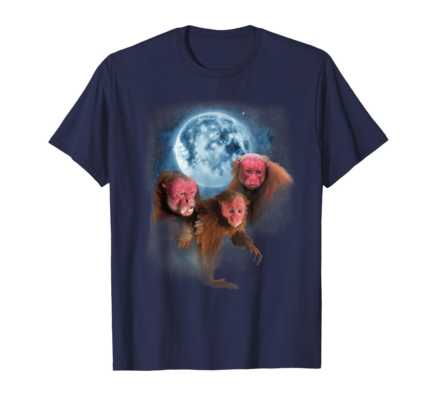 Bald Uakari Shirt - Funny Monkey Howling at the Moon T-Shirt