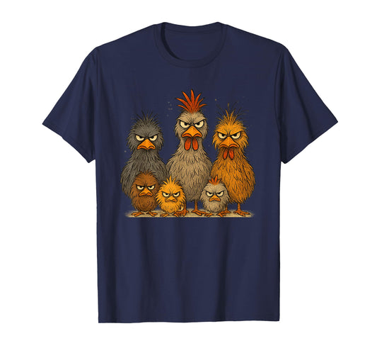 Angry Eagerlys Colorful Chicken Art, Crazy Chicken Family T-Shirt