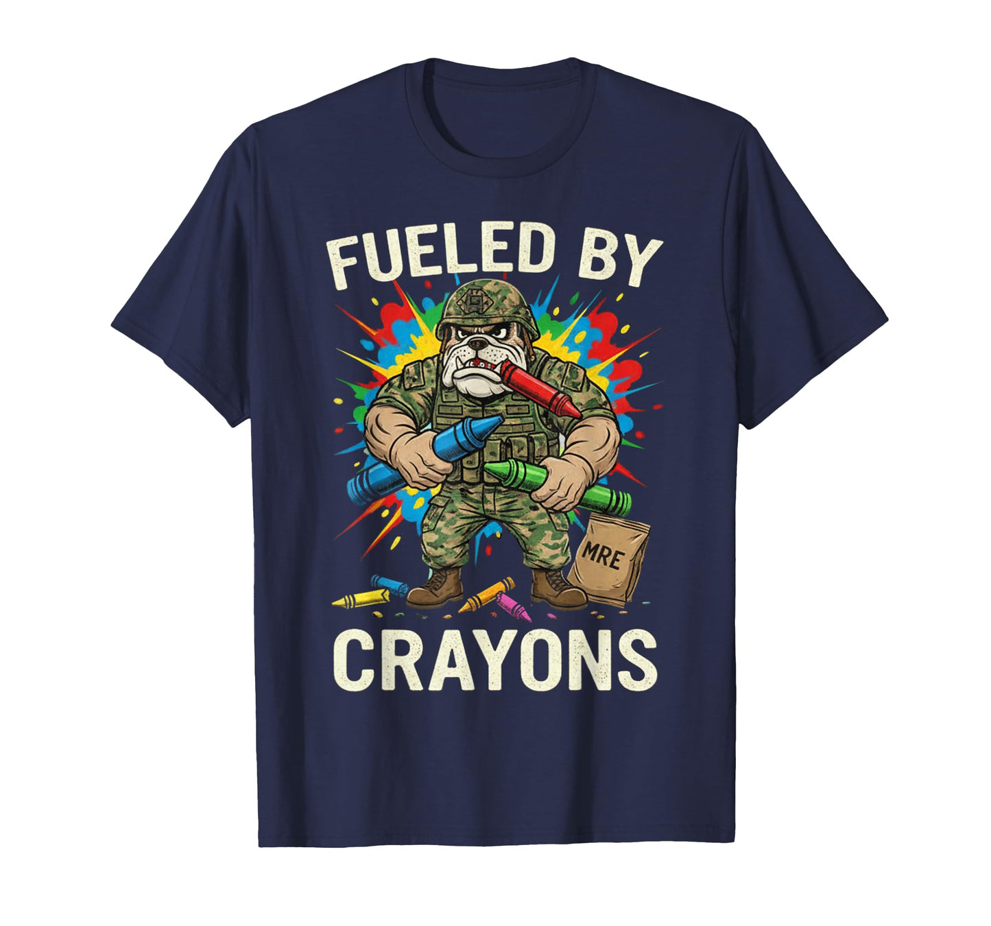 Military Corps Bulldog Crayon Eater Soldier Veterans Day T-Shirt