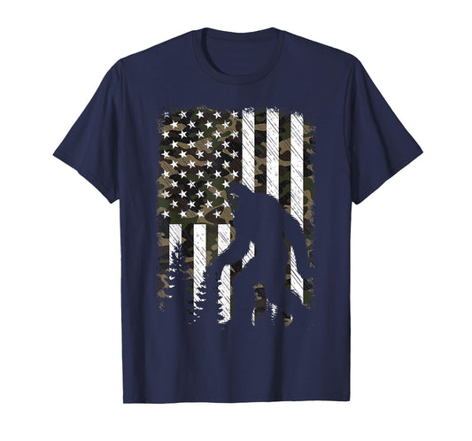 Patriotic Bigfoot Desert Camo American USA Flag Camouflage T-Shirt