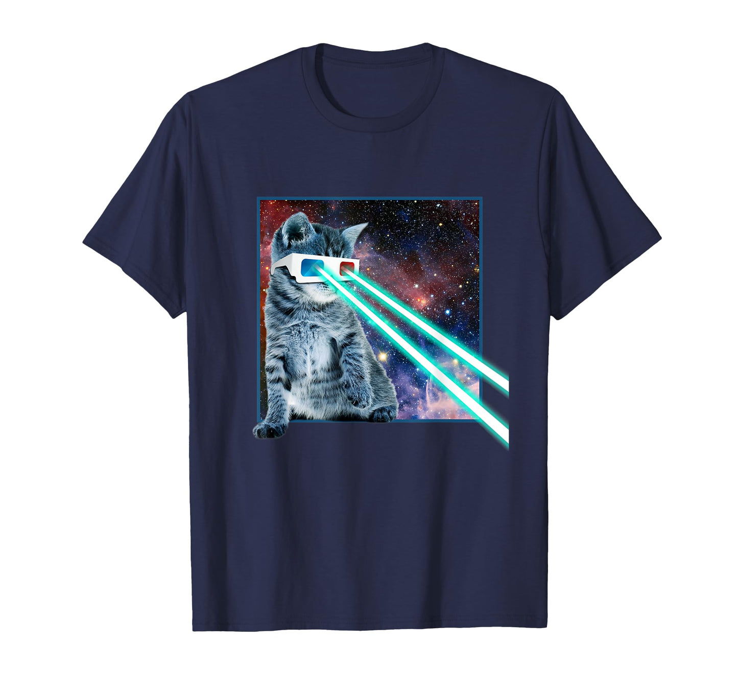 Laser Eye Cat | 3D Glasses | Kitty Galaxy Space Xmas Gift T-Shirt for Men Women Kids