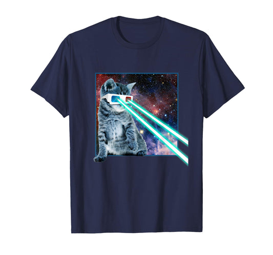 Laser Eye Cat | 3D Glasses | Kitty Galaxy Space Xmas Gift T-Shirt for Men Women Kids
