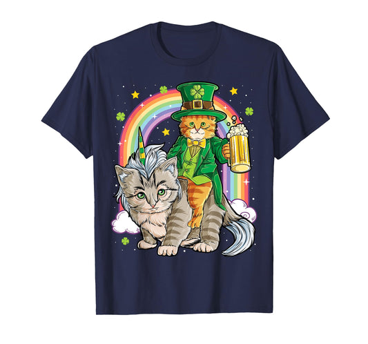 Cat St Patricks Day Leprechaun Riding Caticorn Unicorn Women T-Shirt