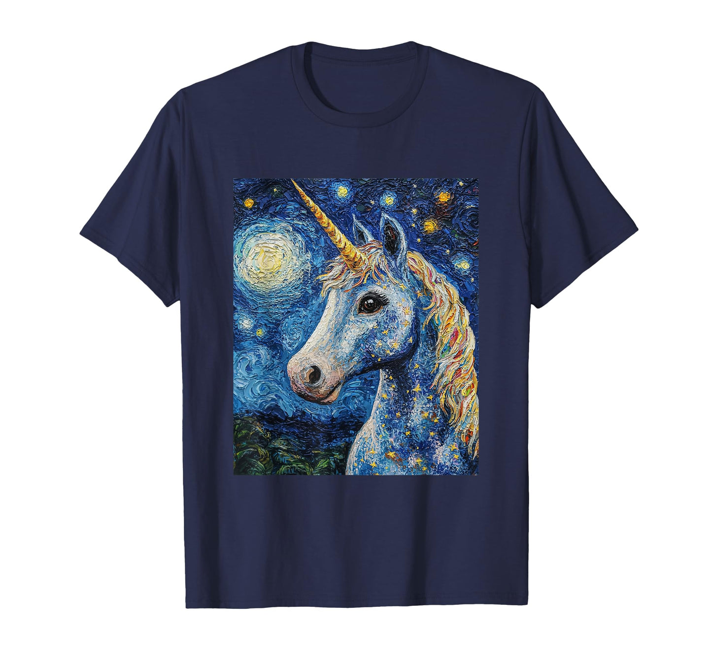 Cute Unicorn - Van Gogh Style - Starry Night T-Shirt