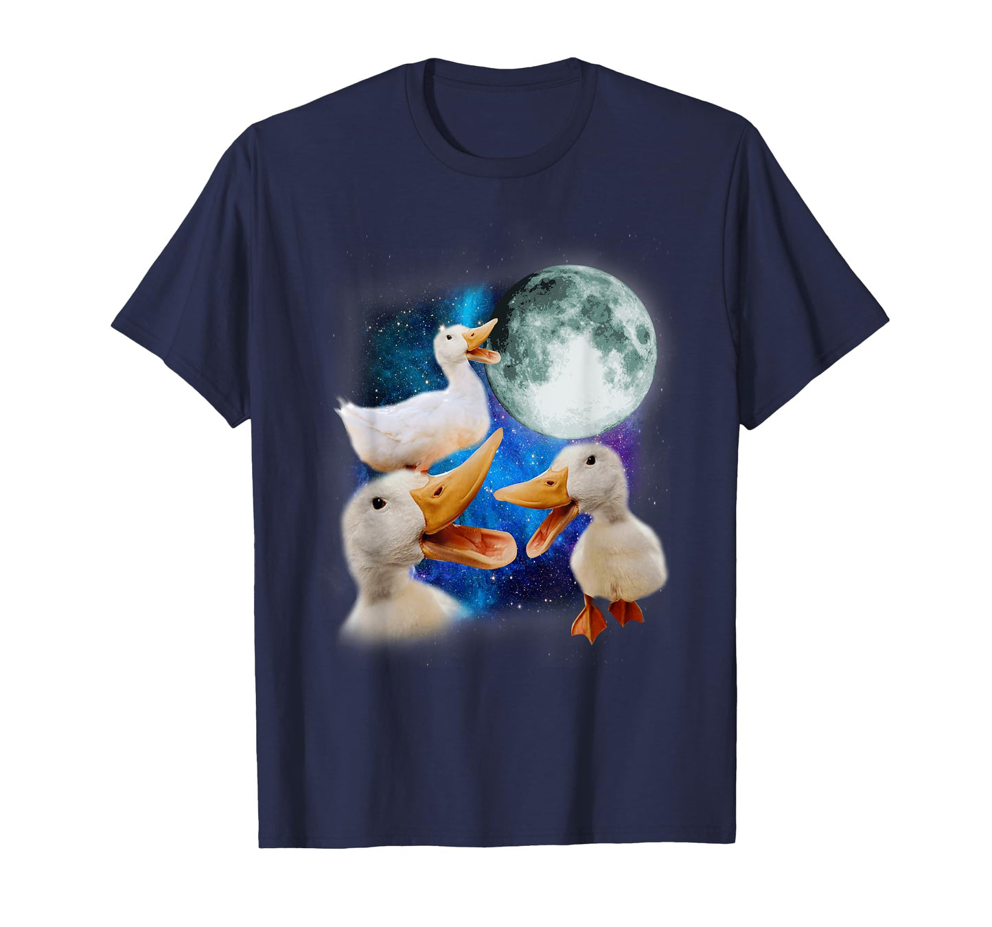 3 Ducks Howl At Moon Funny Weird Cursed Pekin Duck Lover T-Shirt