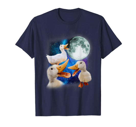 3 Ducks Howl At Moon Funny Weird Cursed Pekin Duck Lover T-Shirt