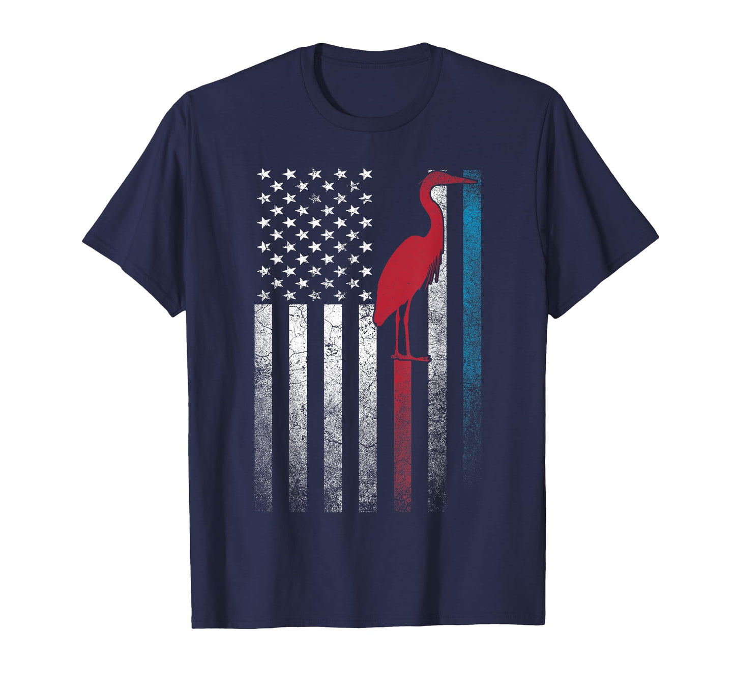 Heron Bird 4th of July American Flag America Patriotic T-Shirt