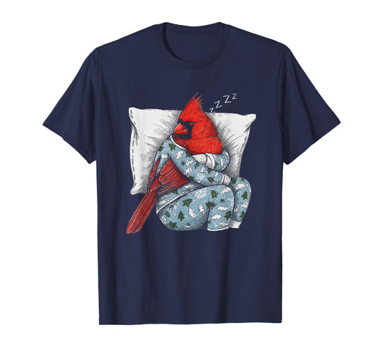 Funny Sleepy Cardinal Bird Pajama Women Men Boys And Girls T-Shirt