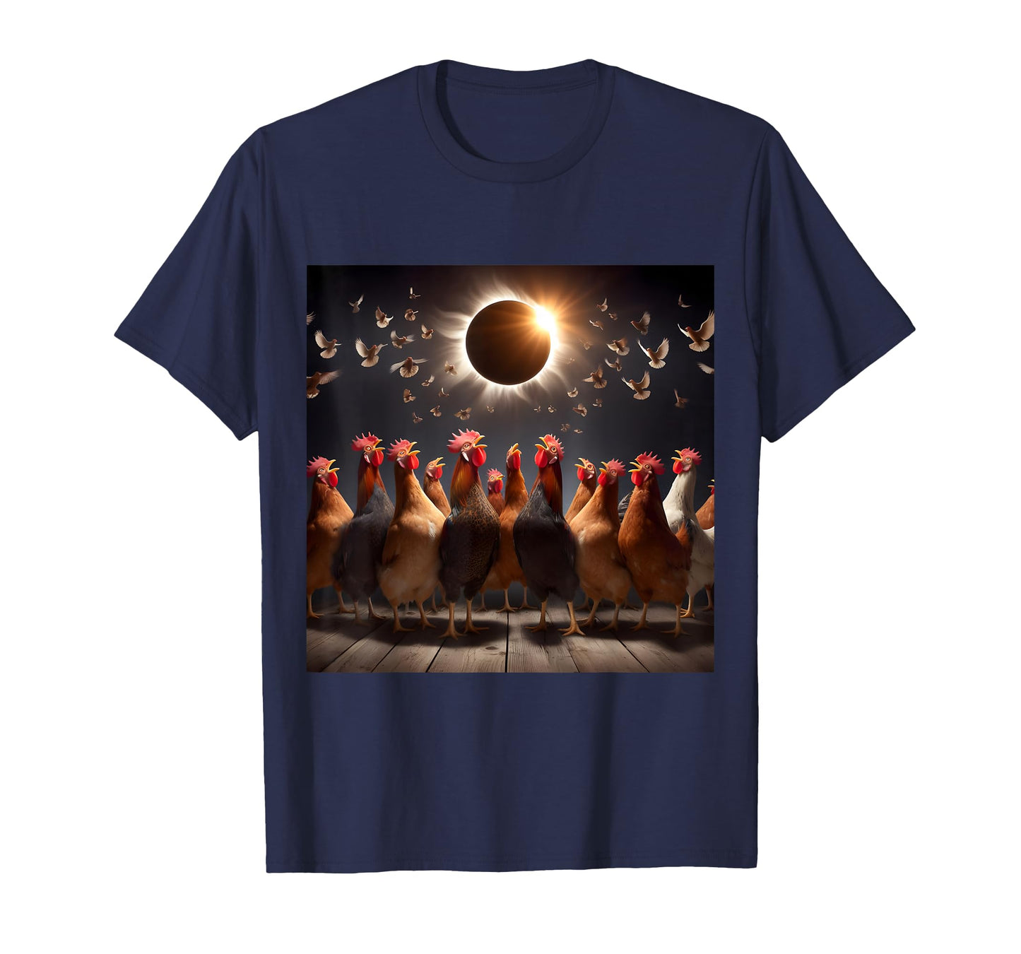 Chicken And The Total Solar Sun Eclipse 8.04.24 2024 Chicken T-Shirt