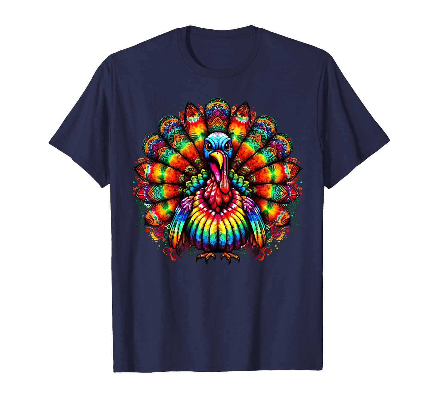 Cool Turkey Thanksgiving Spirit Animal Illustration Tie Dye T-Shirt