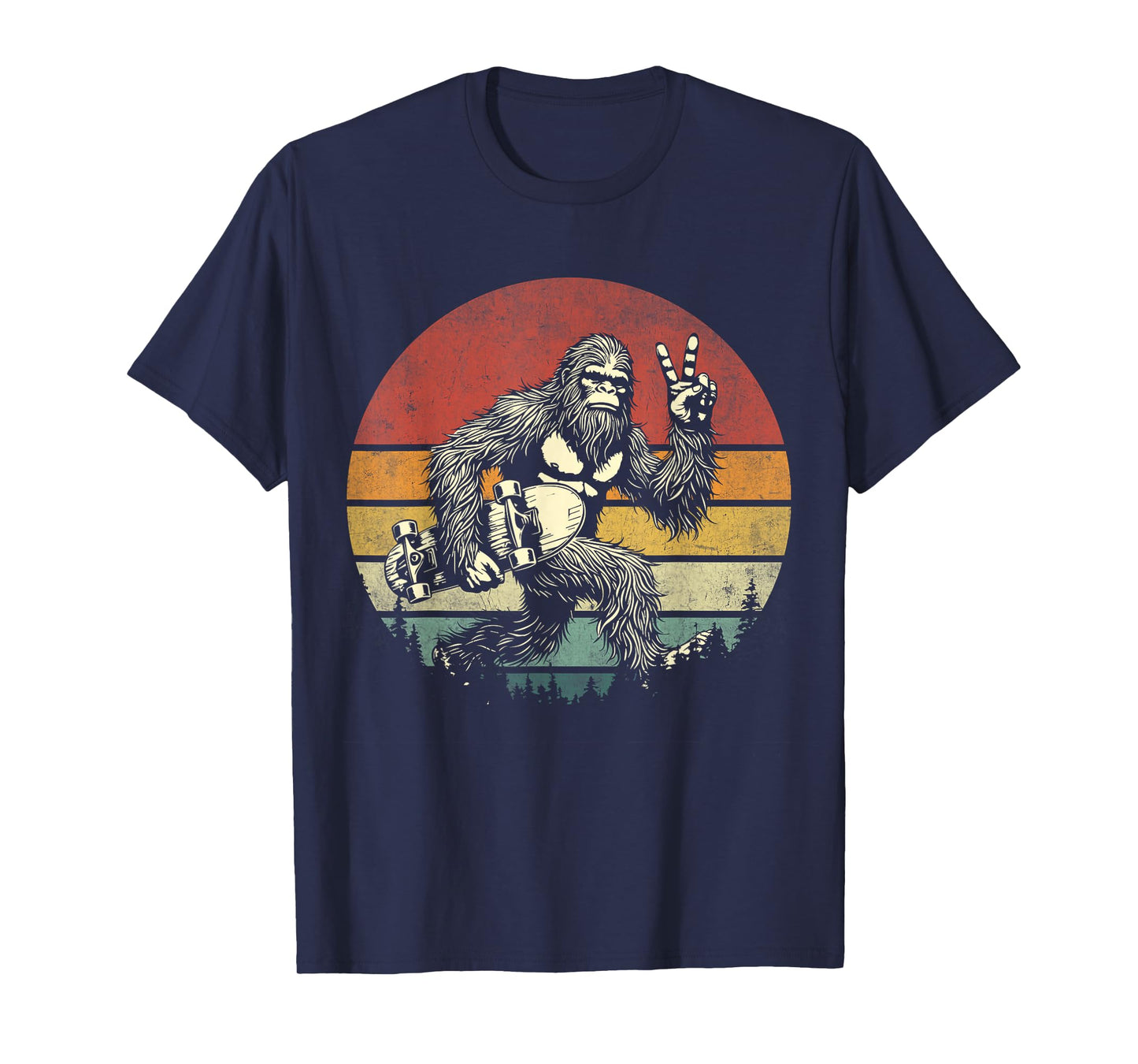 Funny Retro Bigfoot Skater Vintage Sasquatch Skateboarding T-Shirt
