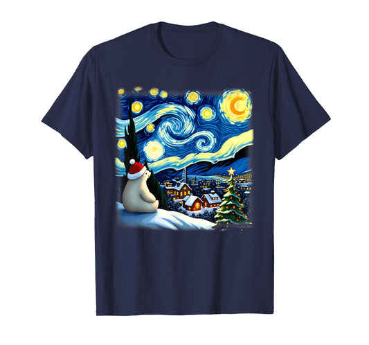 Christmas Polar Bear Starry Night T-Shirt