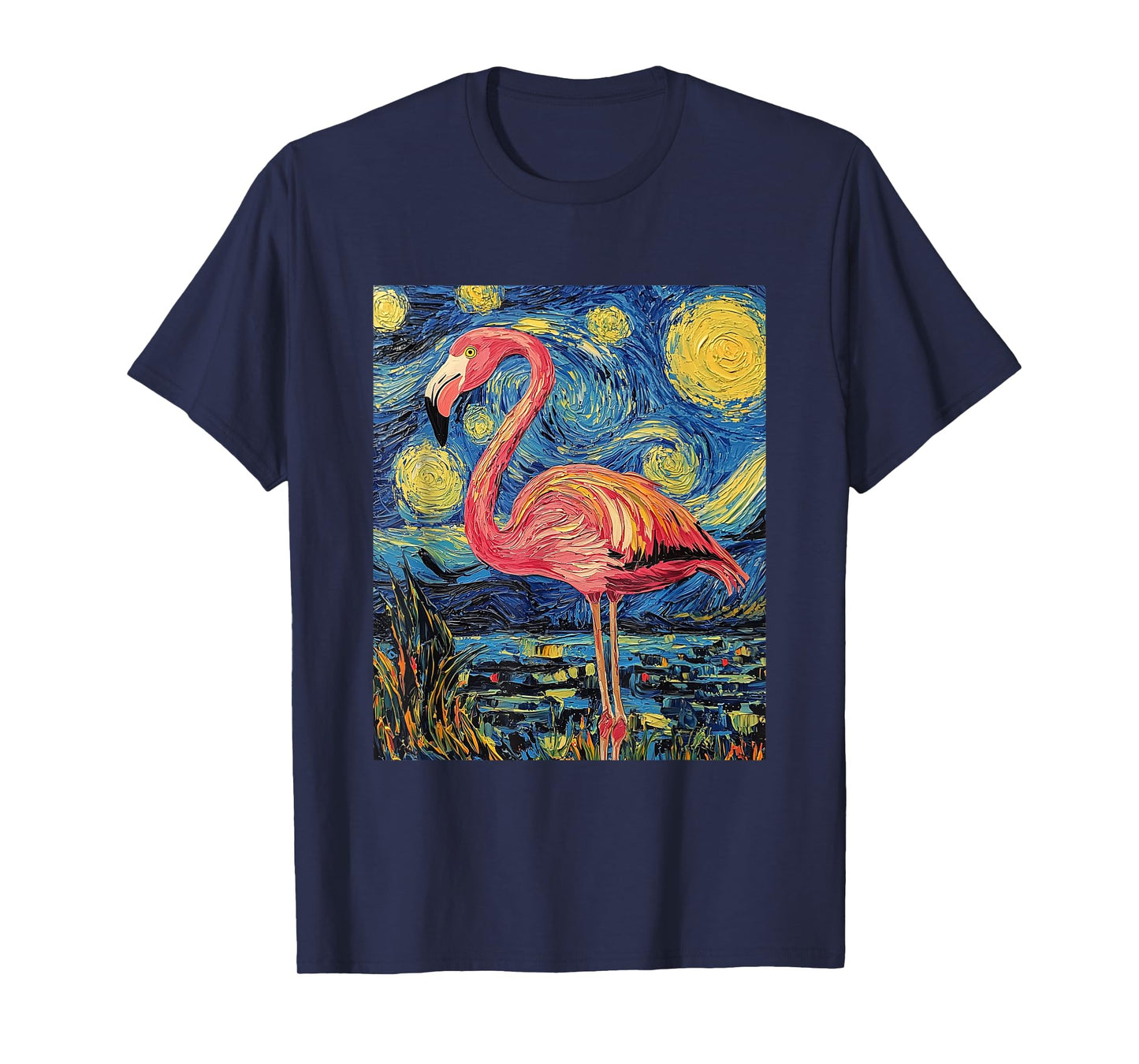 Cute Flamingo - Van Gogh Style - Starry Night T-Shirt