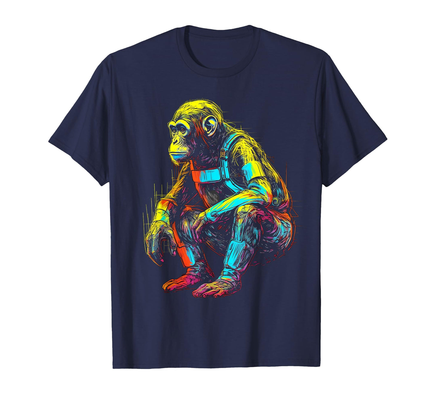 Monkey Fanatsy Chimpanzee Colourful Art Animal Motif Monkey T-Shirt