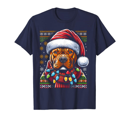 Christmas Pit bull Xmas Pit Bull Mom Dog Lover Santa Womens T-Shirt