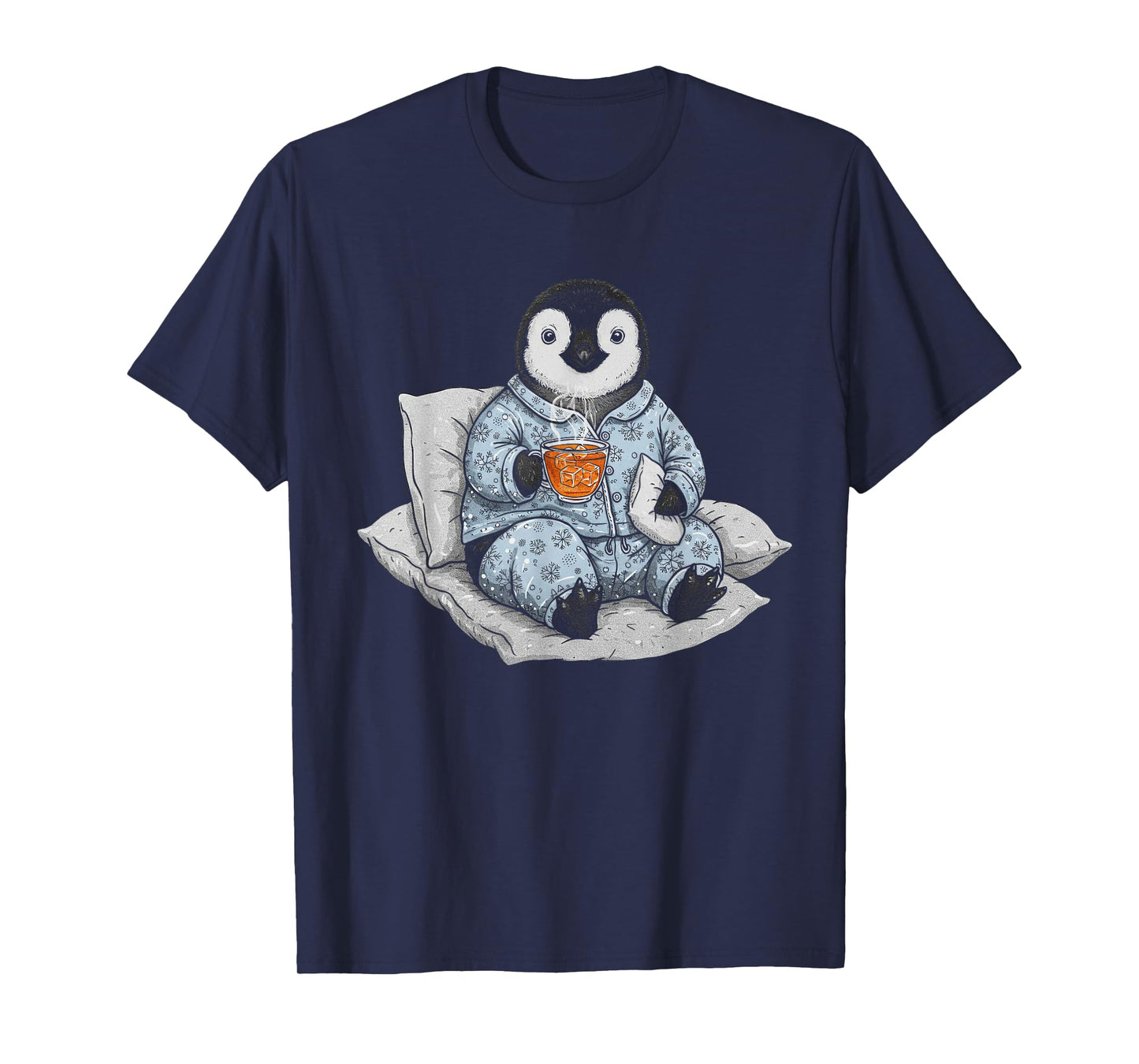 Funny Sleepy Penguin And Tea Lover Humor Pajama Sleepwear T-Shirt