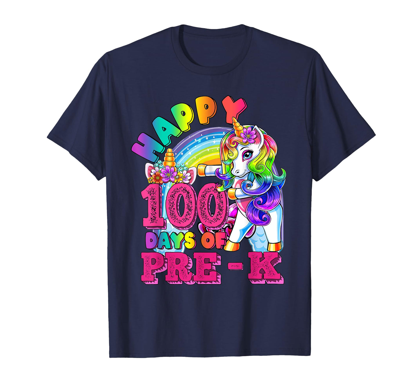 Dabbing Unicorn 100th Day Of School Pre-K Kid Girls Teacher T-Shirt