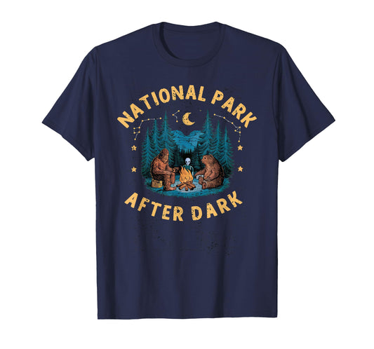 National Park After Dark Funny Bigfoot Alien Camping T-Shirt