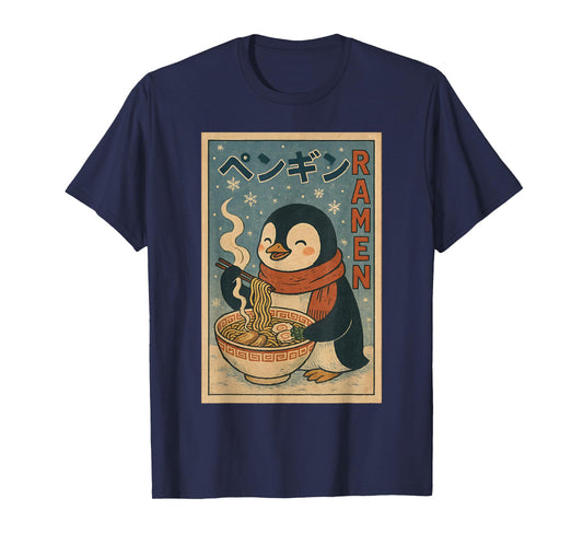 Vintage Japanese Noodle Cute Kawaii Anime Penguin Ramen Love T-Shirt