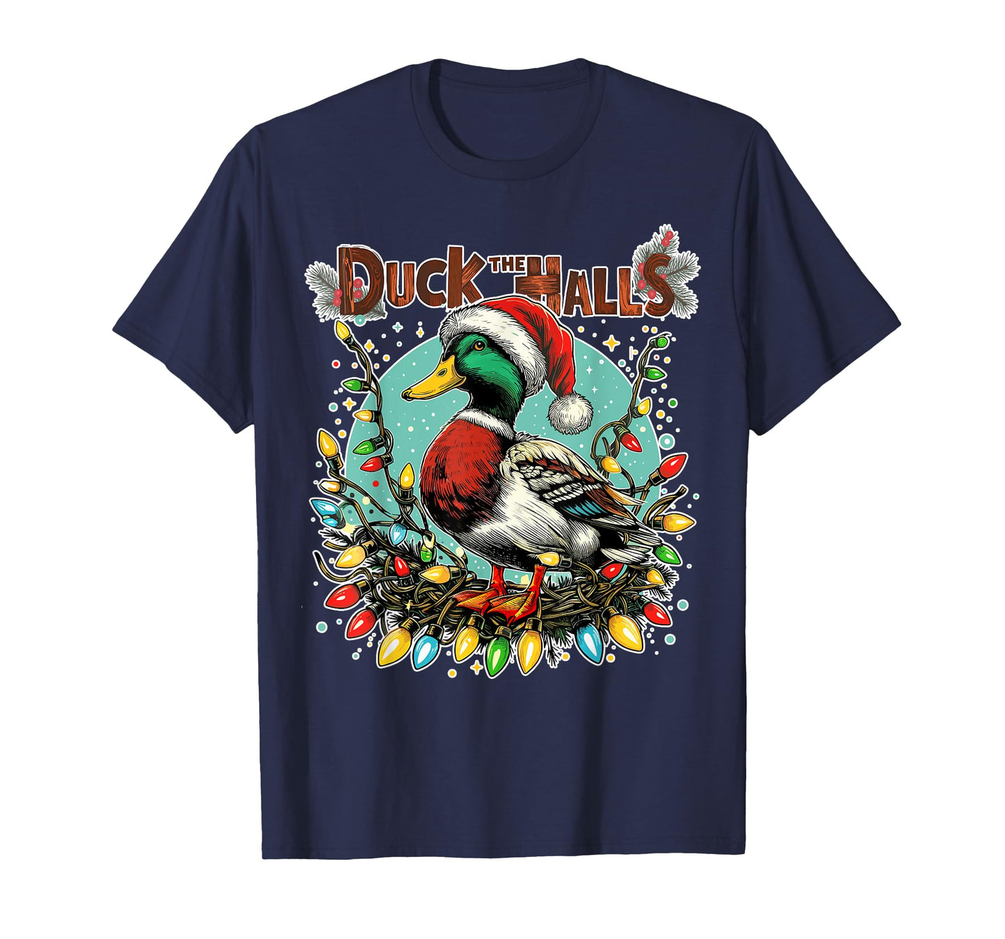 Retro Duck Christmas Lights Merry Ducking Christmas Animal T-Shirt