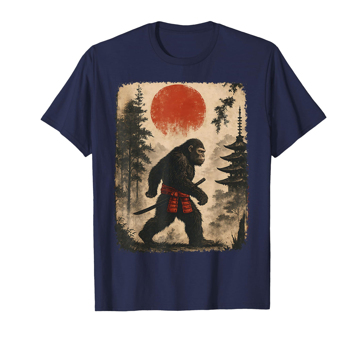 Samurai Bigfoot Japanese Graphic Funny Sasquatch T-Shirt