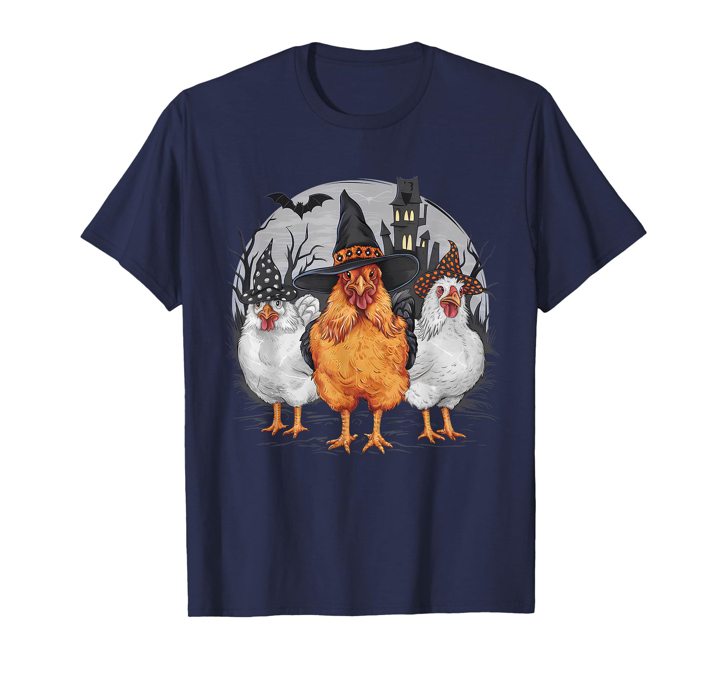Funny Halloween Chickens Witch Spooky Season T-Shirt